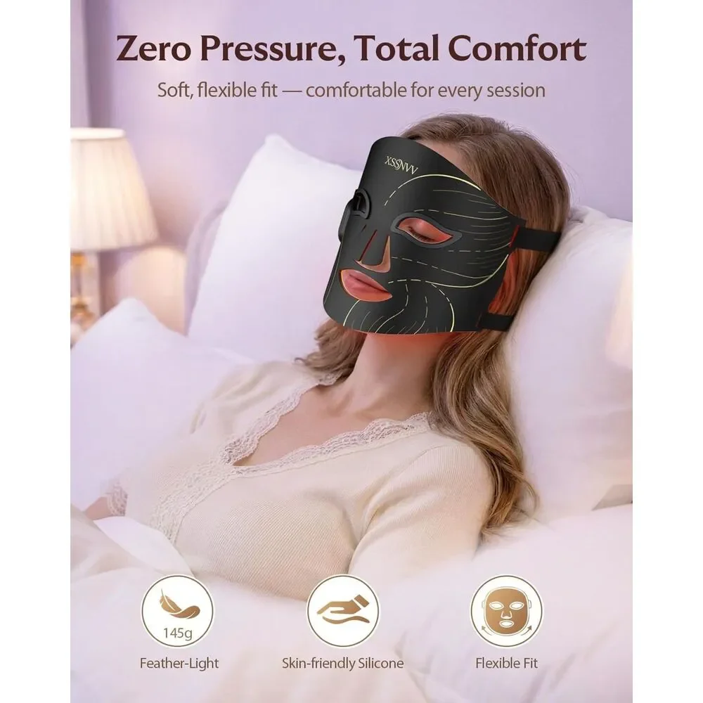 Wireless LED Facial Skincare Mask 4 Modes 272 LEDs Black